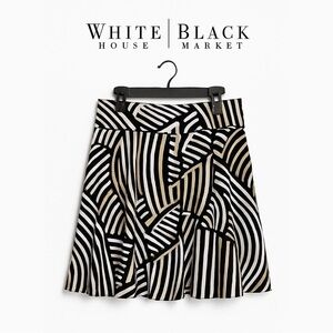 White House Black Market Geometric Black, White and Cream A-Line Skirt Size 14